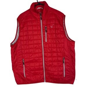 Cutter & Buck Mens CB WeatherTec Quilted Vest Red XL Full Zip Puffer Golf Jacket